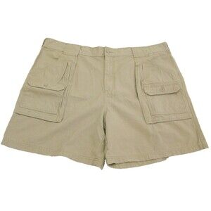 Cabela's Cargo Shorts Mens Size 42 Beige Khaki Walking Pants 8 Pockets Zip Fly